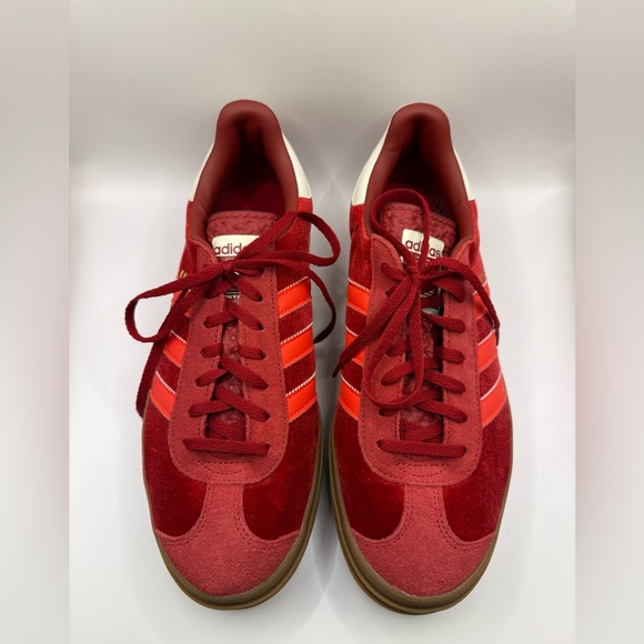 ADIDAS GAZELLE Bold Bright Red/Victory Red Velvet sneakers, Women’s 9.5, NEW! - Picture 11 of 14